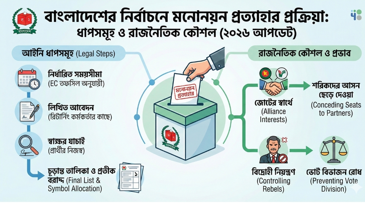 বাংলাদেশের নির্বাচন ২০২৬ মনোনয়ন প্রত্যাহারের নিয়ম ও রাজনৈতিক জোটের সমীকরণ