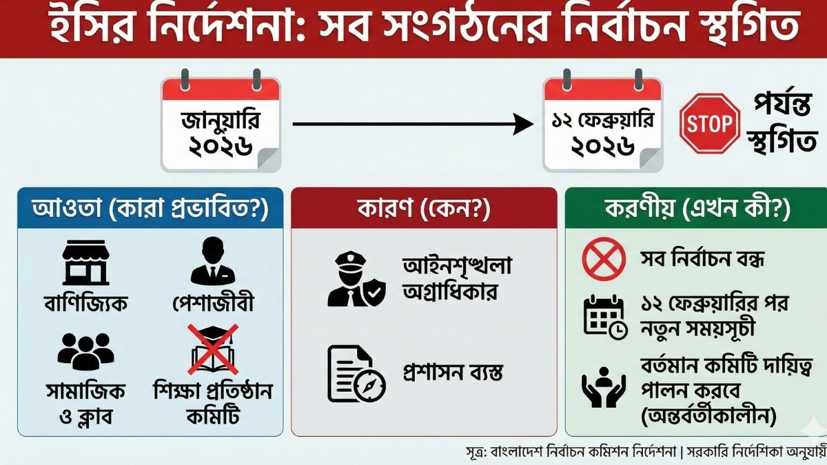 ১২ ফেব্রুয়ারি পর্যন্ত সব সংগঠনের নির্বাচন স্থগিত