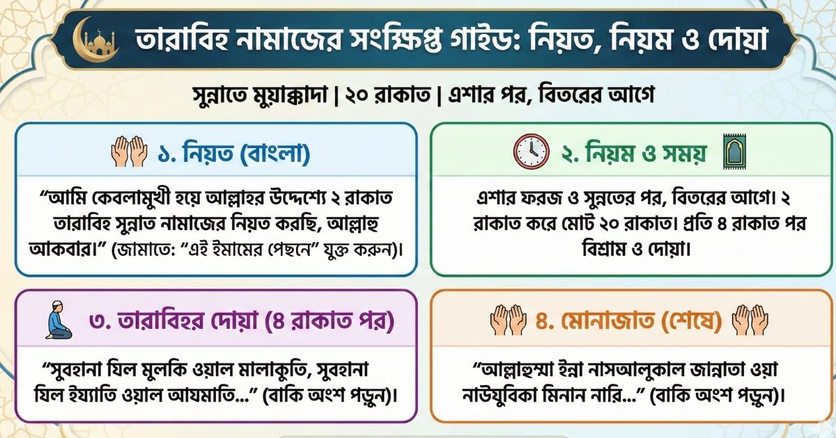 তারাবিহ নামাজের নিয়ত, নিয়ম, দোয়া ও মোনাজাত (বাংলা ও আরবি)