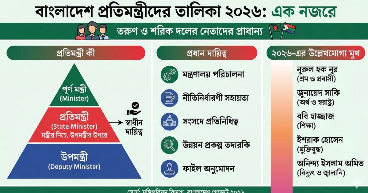 প্রতিমন্ত্রী কি প্রতিমন্ত্রীর প্রকৃত ক্ষমতা ও কাজ কী প্রতিমন্ত্রীদের তালিকা ২০২৬