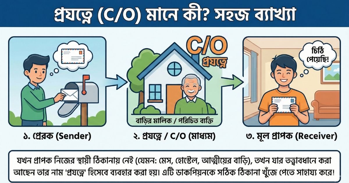 প্রযত্নে মানে কি ঠিকানায় 'CO' বা 'প্রযত্নে' ব্যবহারের সঠিক নিয়ম ও উদাহরণ
