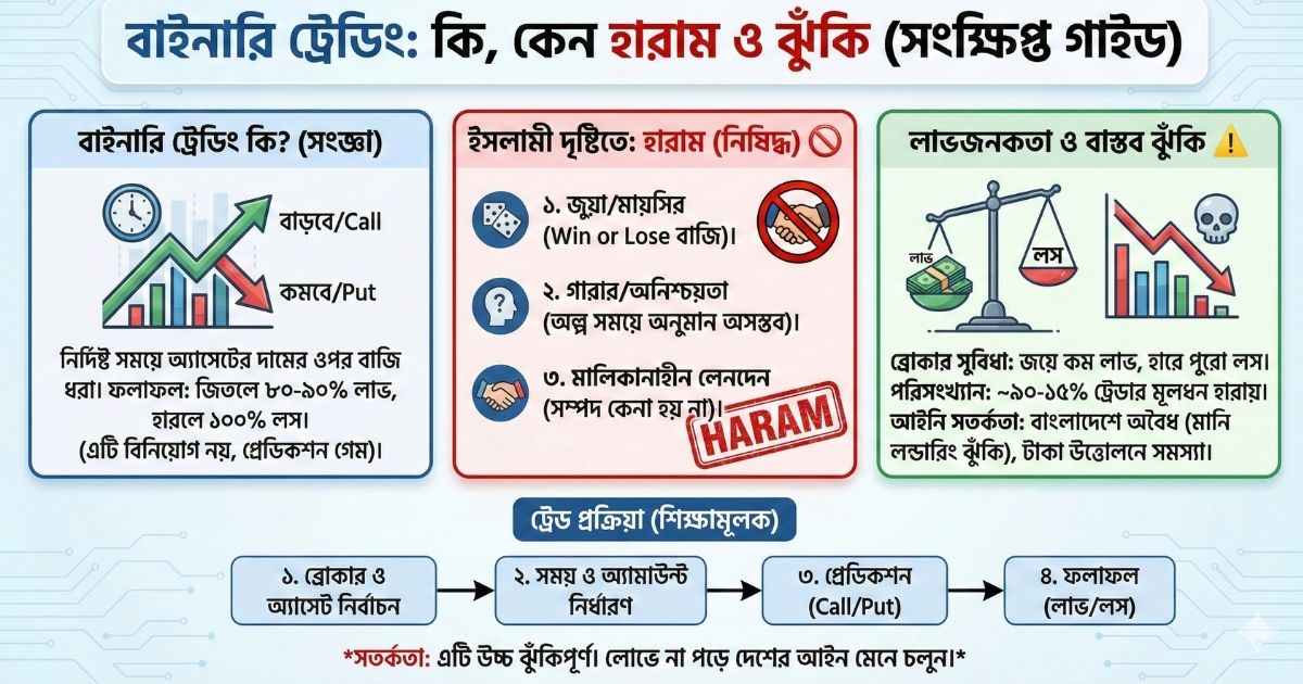 বাইনারি ট্রেডিং কি হালাল না হারাম ঝুঁকি ও লাভ নিয়ে বিস্তারিত।