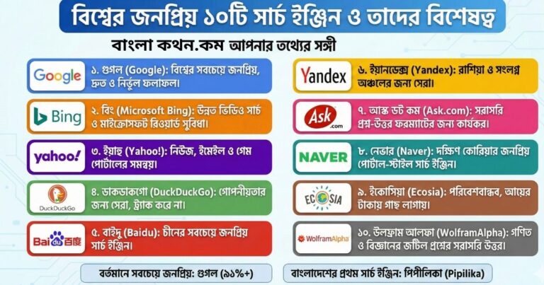 ১০টি জনপ্রিয় সার্চ ইঞ্জিনের নাম