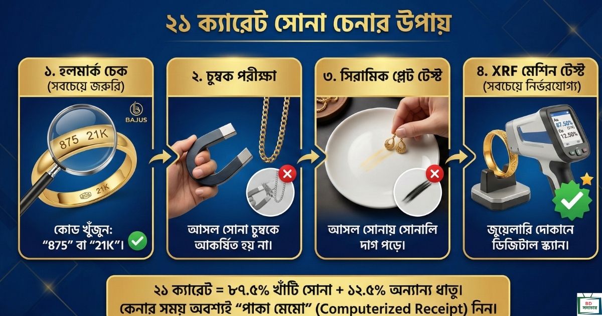 ২১ ক্যারেট স্বর্ণ চেনার উপায় 21 ক্যারেট সোনা কিভাবে বুঝব