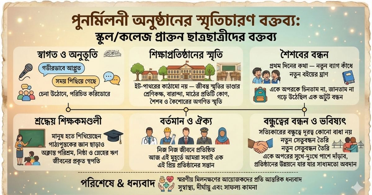 পুনর্মিলনী অনুষ্ঠানের স্মৃতিচারণ বক্তব্য