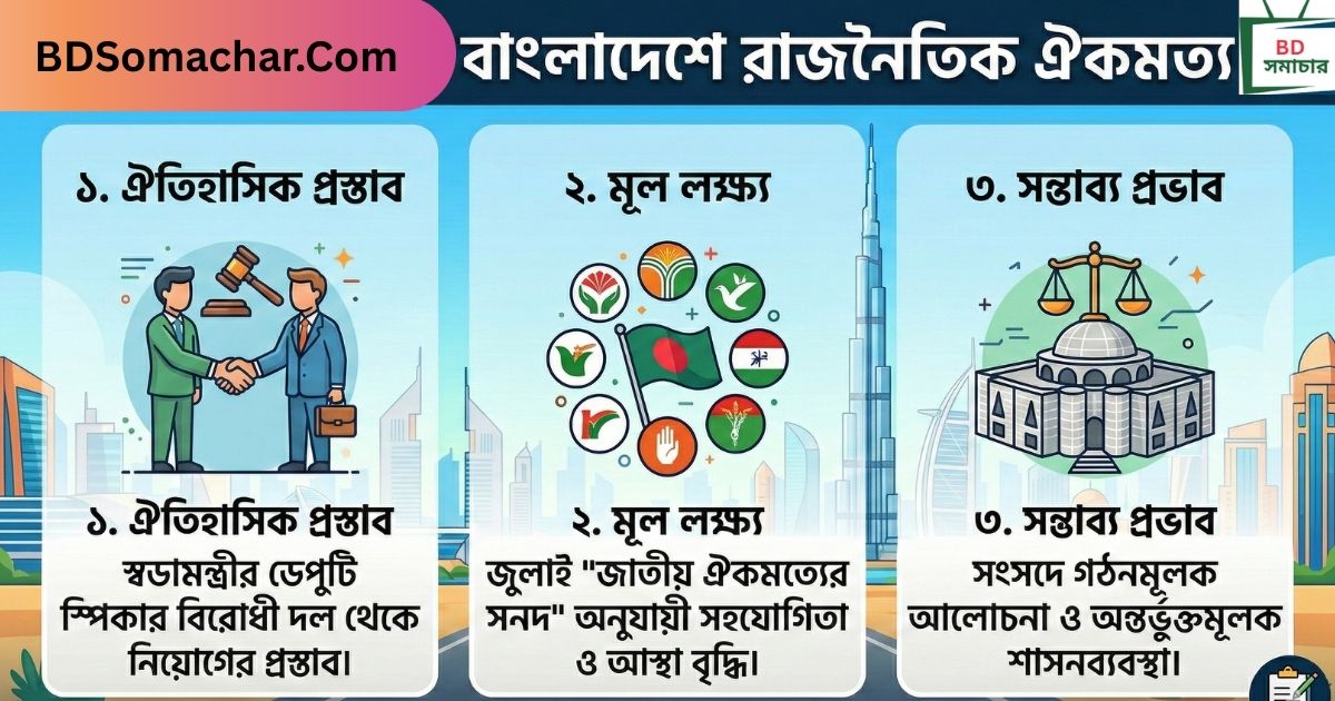 বাংলাদেশের রাজনীতিতে নতুন মোড় বিরোধী দল থেকে ডেপুটি স্পিকার নিয়োগের প্রস্তাব