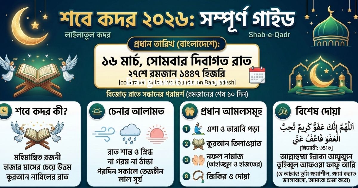 শবে কদর ২০২৬ কত তারিখে