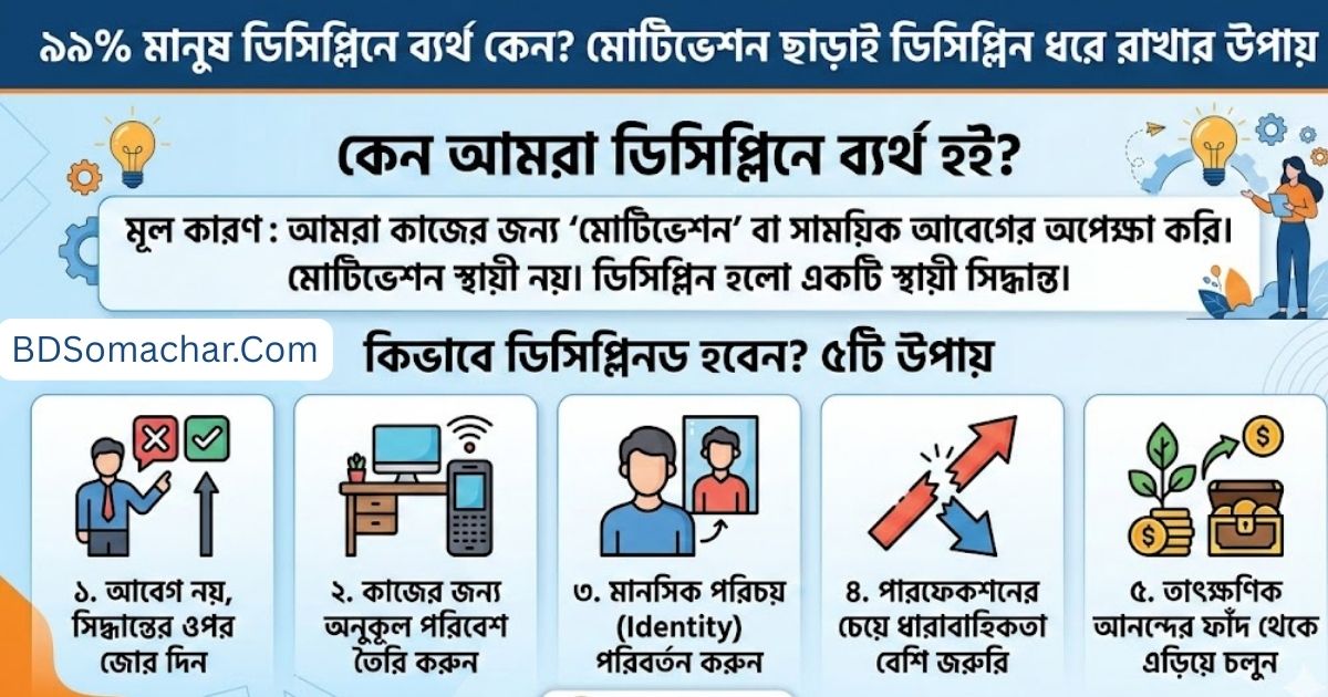 ৯৯% মানুষ ডিসিপ্লিনে ব্যর্থ কেন মোটিভেশন ছাড়াই ডিসিপ্লিন ধরে রাখার উপায়