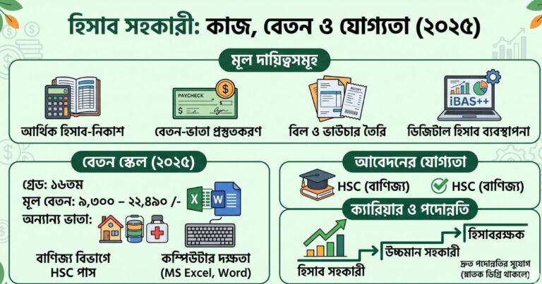 হিসাব সহকারী পদের কাজ কি